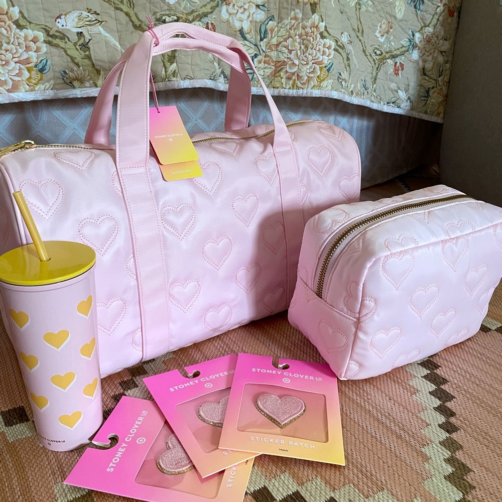 NWT Stoney Clover Lane X Target Quilted Hearts Duffle Pouch Patch Collection Set